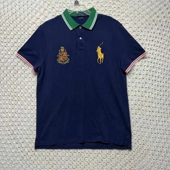 Polo Ralph Lauren Big Pony Heritage Crest Polo Shirt Men XL Custom Slim Fits (M)