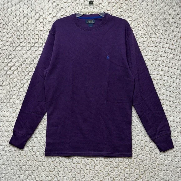 Polo Ralph Lauren Shirt Mens Sz L Purple Heather Thermal Waffle Knit 100%Cotton
