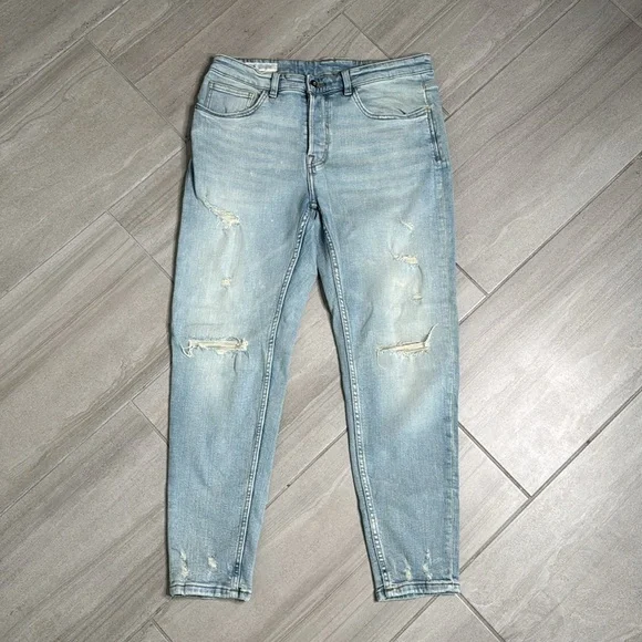 Zara Blue Skinny Jeans with Distressed Details