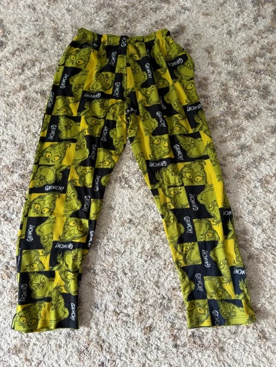 Dr. Seuss Grinch Yellow and Black Fleece Pants