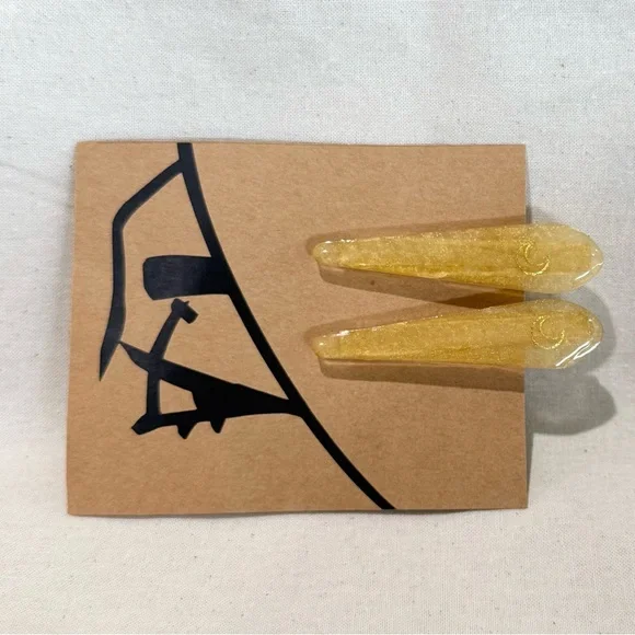 Gold Shimmer & Crescent Moon Hair Clips