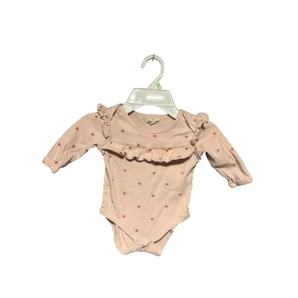 Rabbit Bear Organic Sun Print‎ Ruffle Long Sleeve Baby Girl Bodysuit 6-9 Months