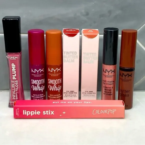 8 pc Lip bundle L’Oreal Kylie Cosmetics NYX Colorpop LIPSTICK lip gloss NWT
