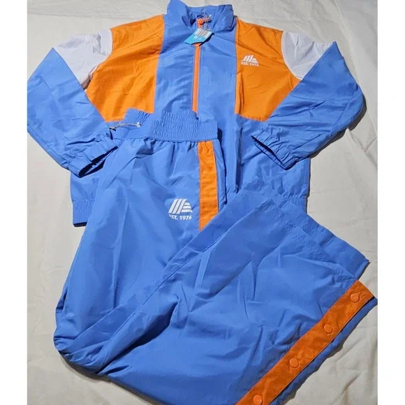 Aldi Gear Tracksuit Men XL Blue Orange Windbreaker Jacket Pants Set Est 1976 NEW