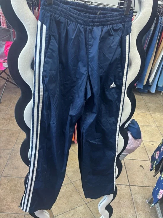 Vintage,adidas Navy Blue Kids Track Pants with White Stripes