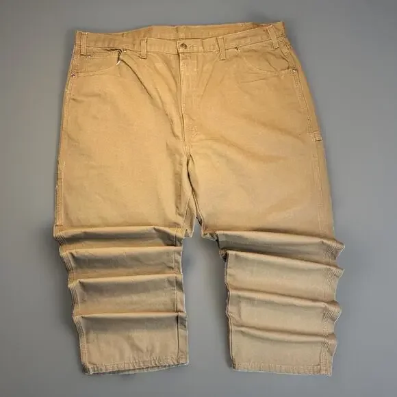 Dickies Brown Carpenter Work Pants 44x30 Relaxed Fit Duck Canvas Utility Men