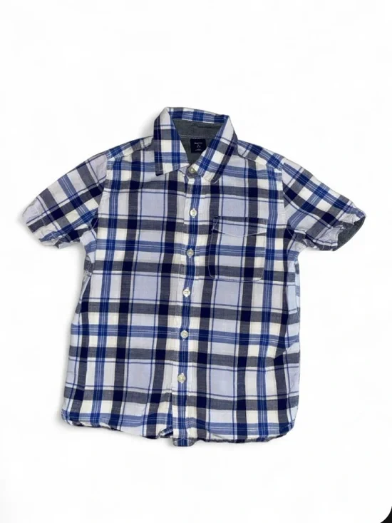 GAP Blue and White Plaid Short Sleeve Shirt