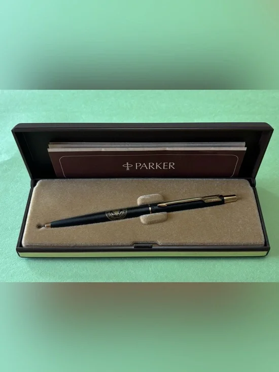 Parker Black and Gold Trim Ballpoint Pen in Presentation Box