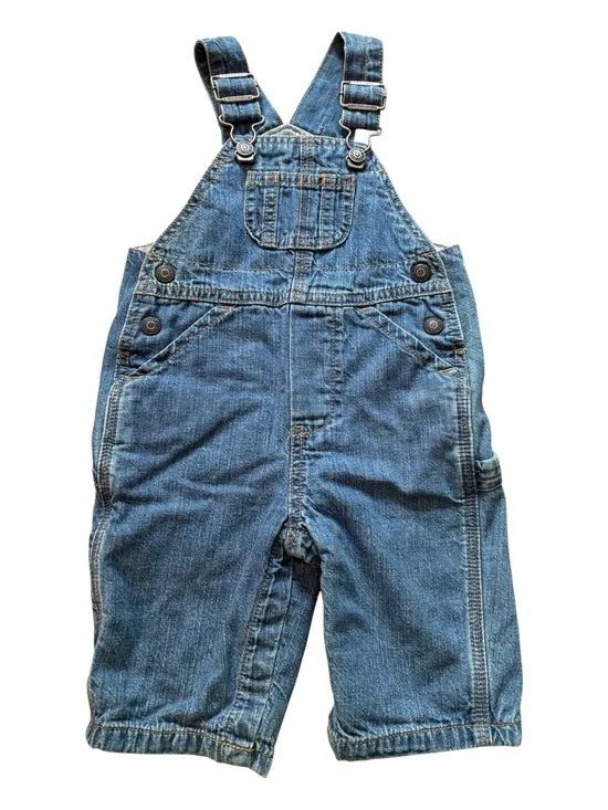 VTG Baby Gap Lined Denim Carpenter Overalls Bear 3-6 Months