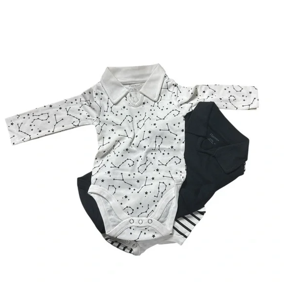 Hanes Black and White Constellation Bodysuit Set - 6-12 Mths