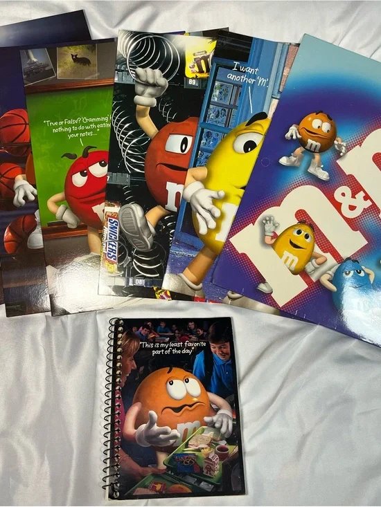 Lot Of 6 Vintage 1999 MEAD M&M School Folders‎ & Notebook NEW Rare