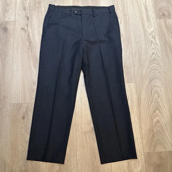 Lauren Ralph Lauren Dress Pants‎ Men's 36x28.5 Blue Check Plaid 100% Wool Preppy