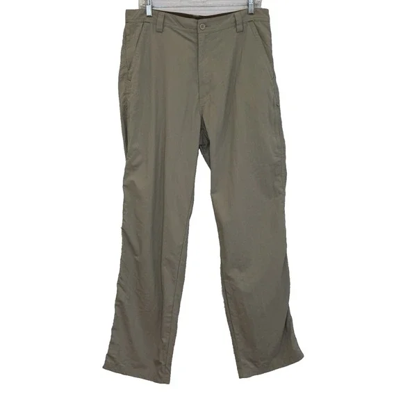 REI Pants Mens Sz 34 x 32 Khaki Chinos Sun Protection Straight Leg Nylon Pockets
