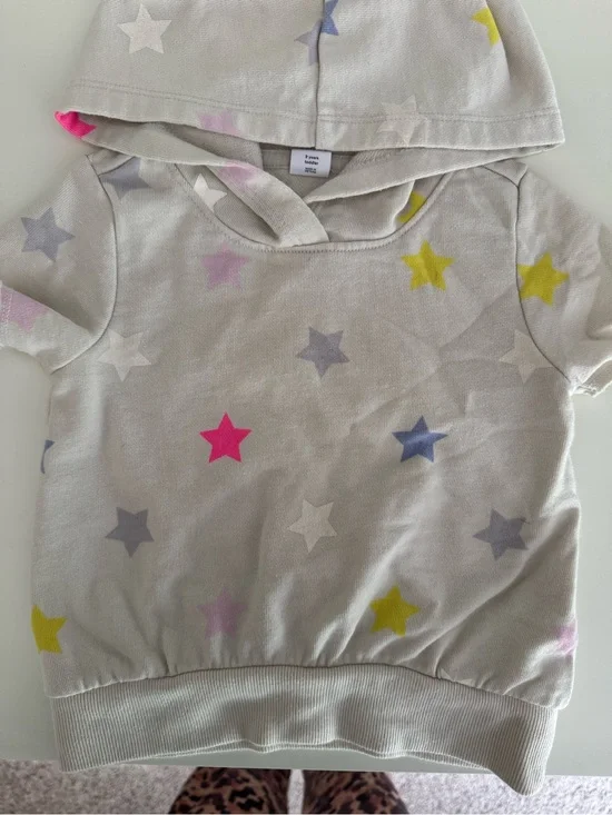 GAP Light Gray Hoodie with Multicolor Star Print