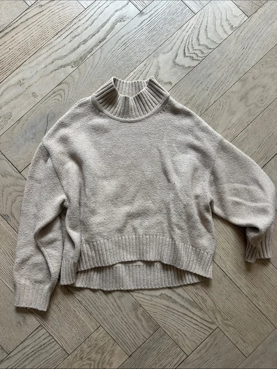 Kids Cream Mock Neck Sweater