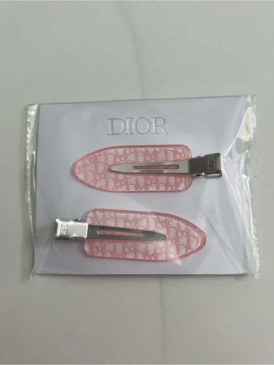 Dior Pink Translucent Monogram Snap Hair Clips
