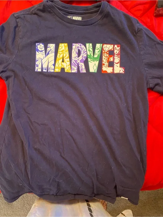 Marvel Kids Navy Tee with Multi-Color Logo