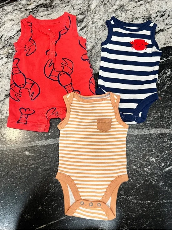 Newborn Baby Sleeveless Summer Bundle | Carter’s & Cloud Island 3-Piece Set