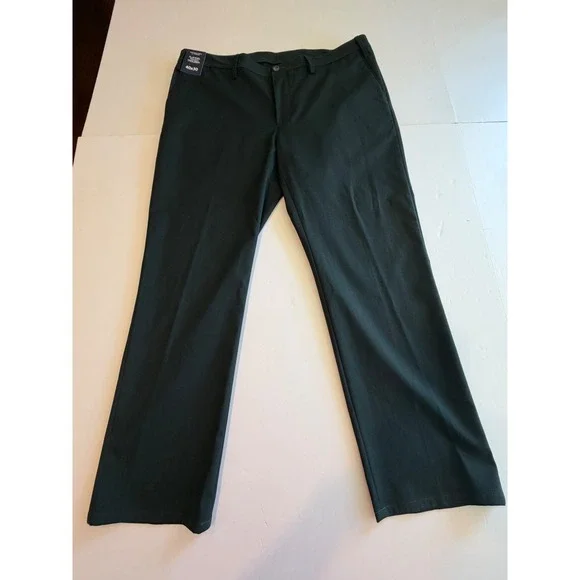 Roundtree &‎ Yorke Mens Straight Fit Flannel Touch Trouser Dark Green 40x30