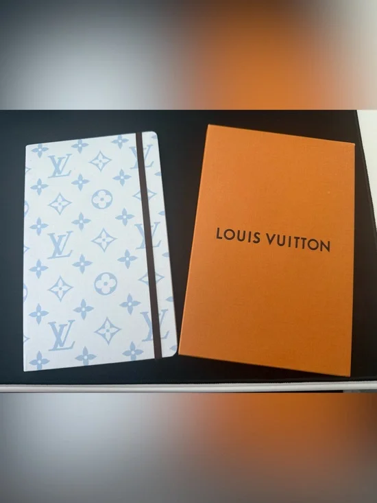 NEW Louis Vuitton Jane Notebook MM & Stickers Monogram Blue GI1359 Authentic