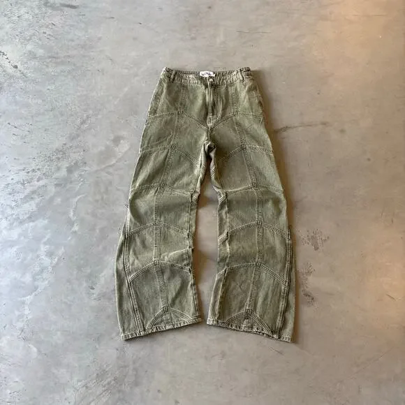 y2k vintage green earthtone flared pants