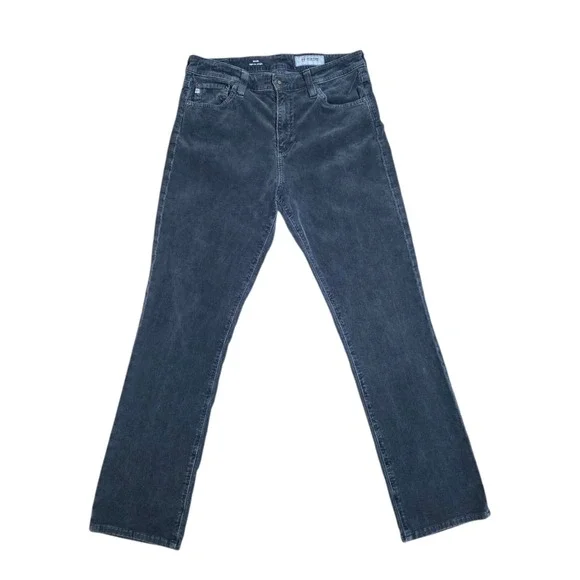 AG Adriano Goldschmied Mari High Rise Straight Corduroy Pants Womens 30R Gray
