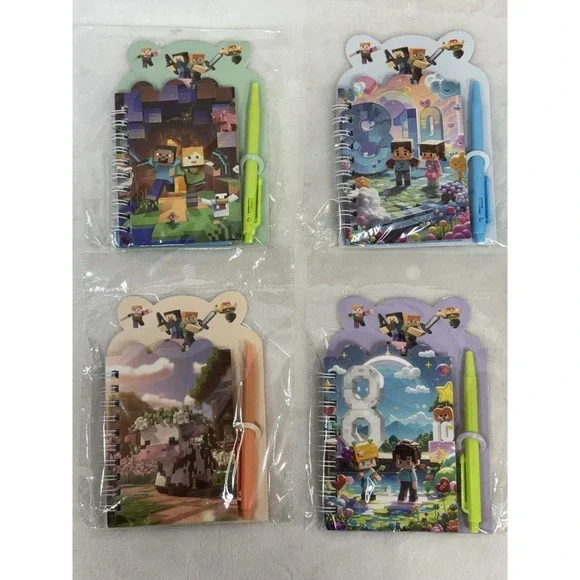 Minecraft Mini Notebooks With Pens, Set Of 4, Lined, 5.5