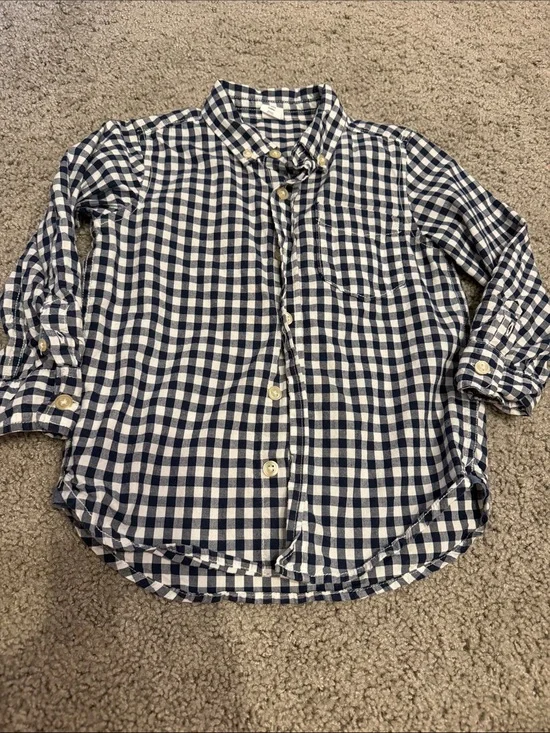 Baby Gap Classic Navy & White Gingham Button-Up Shirt for Kids