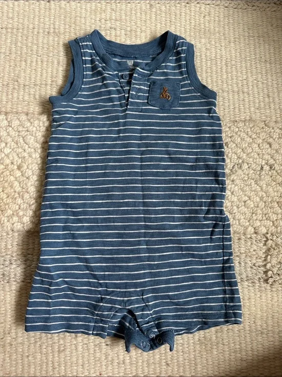 GAP Blue & White Striped Sleeveless One-Piece romper boys
