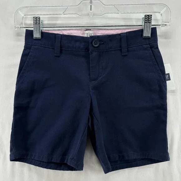 Gap Kids Uniform Bermuda Chino Midi Shorts Girls Size 6 Stretch Twill Navy Blue
