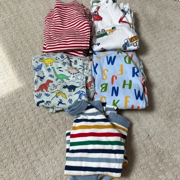 Baby Gap Set of Colorful Pajama Sets- Stripes, Dinosaurs, Alphabet & Trucks