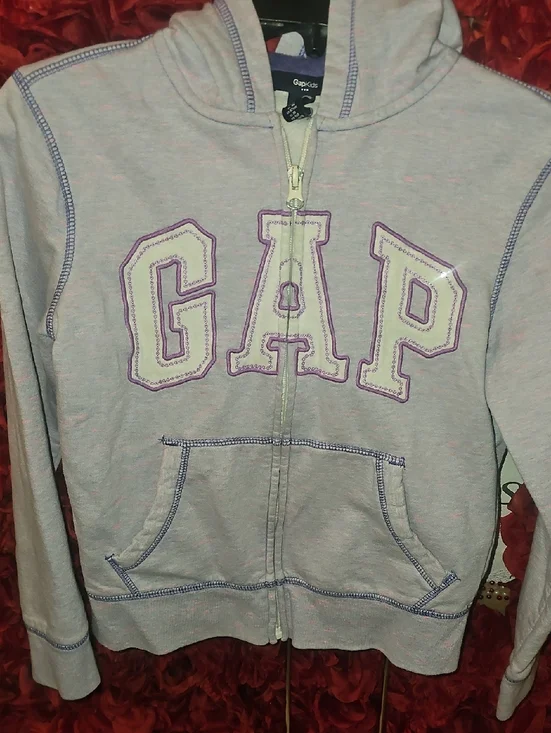 GAP Kids Light Lavender Zip Hoodie with Purple Stitching Size Xlarge