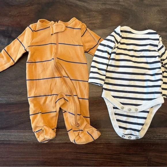 Striped Orange and White Kids One Pieces
