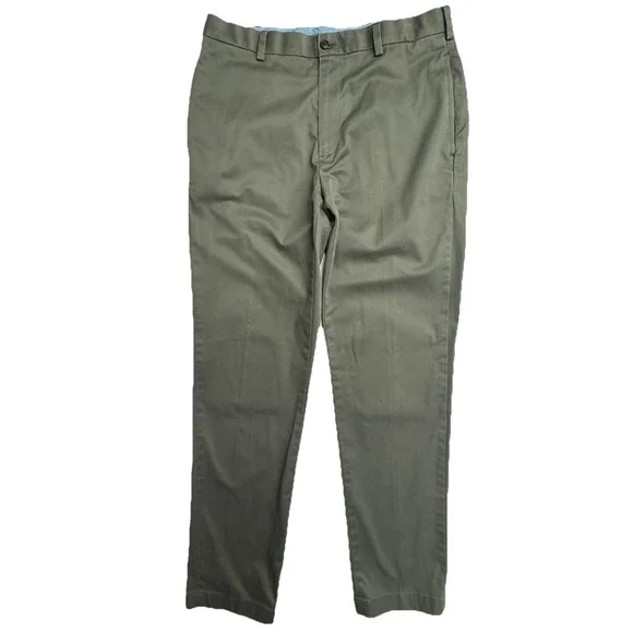 Brooks Brothers Advantage Chino Clark Mens 34x34 Grey Flat Front Pants‎