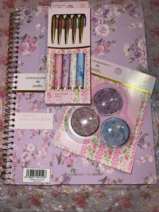 LOVESHACKFANCY 🎀 YOOBI SET 💕🎀💕🎀NOTEPAD PENS MAGNETS NWT