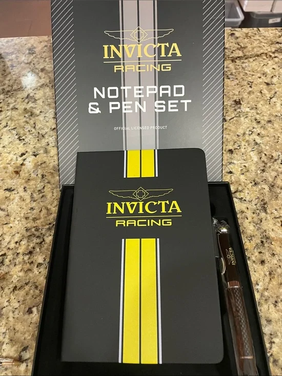 Invicta Racing Notepad & Pen Set - Black and Yellow