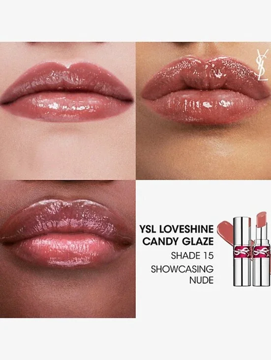 YSL Loveshine Candy Glaze Lip Gloss Stick Showcasing Nude