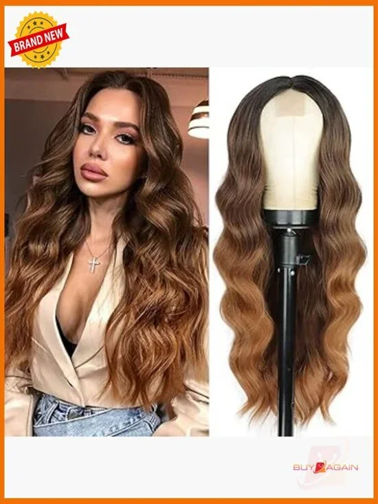 Long Wavy Lace Front Wig Human Hair Heat Resistant Lightweight Full Wig