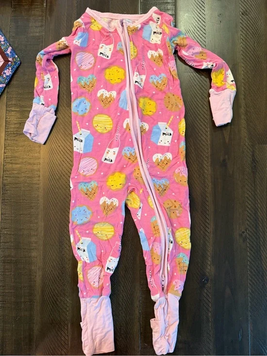 Little Sleepies Pink Milk & Treats Printed Footed One-Piece