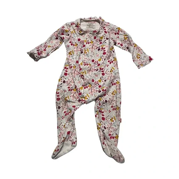 Magnetic Me Organic Cotton Magnetic Footie Sleeper Botanical Berry Print 6-9M