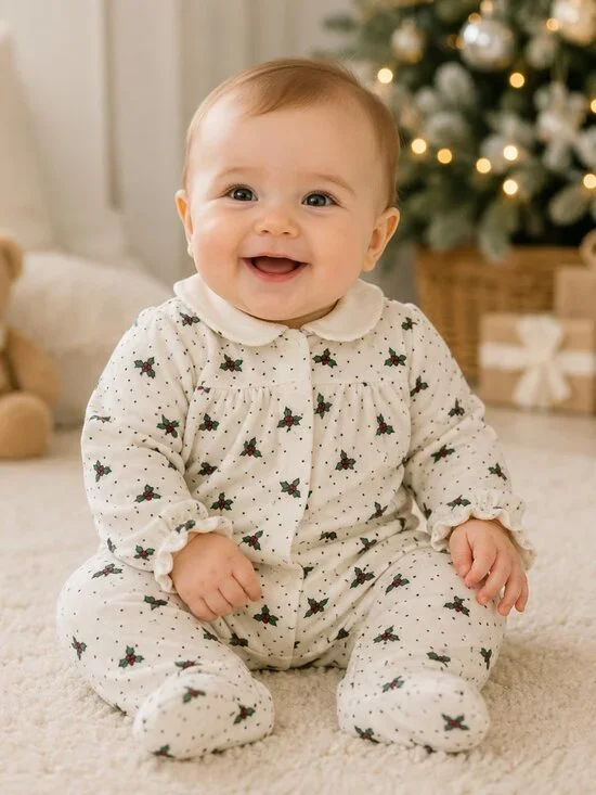 Faded Glory Girls Holly Velour Onesie 6-9M