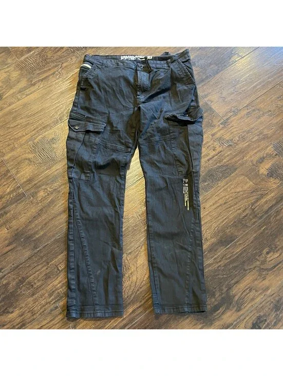 DREAMLAND RAZKIT COATED CAGO CARGO BLACK TWILL PANTS SIZE 40