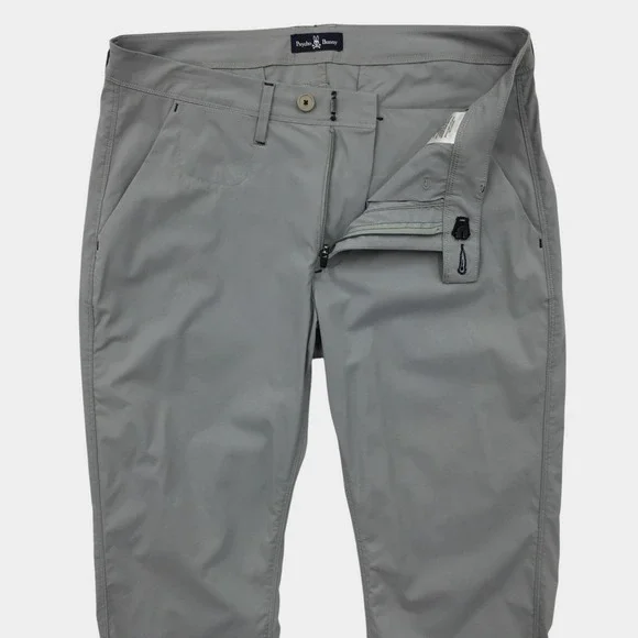 Psycho Bunny Mens Slim Fit Performance Chino Pants Gray Size 33 Golf Trousers
