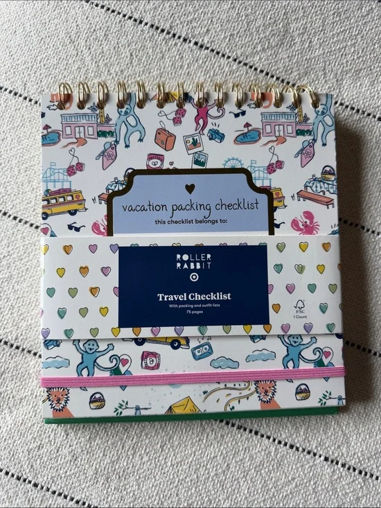 NWT Roller Rabbit x Target Vacation Packing Checklist Notebook