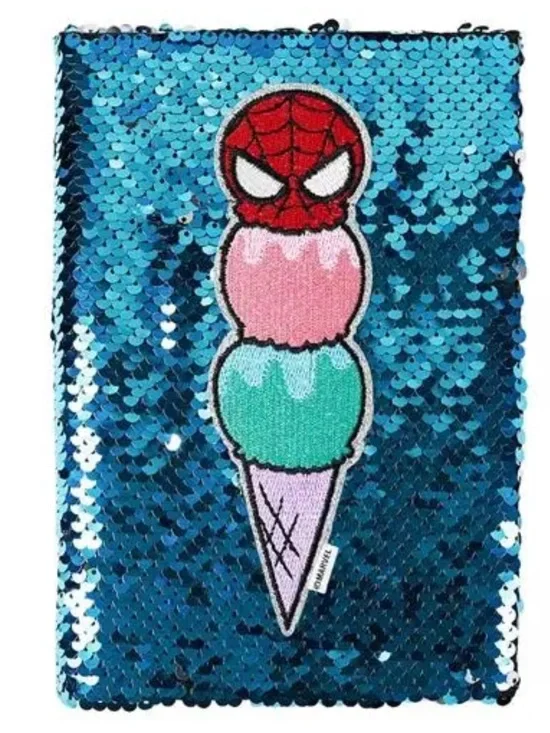 Yoobi x Marvel Icecream Spiderman Sequins Journal, 120 college ruled pages