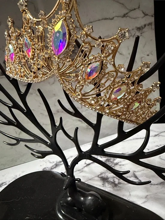 Gold Tiara with Iridescent Rhinestone Accents NWT