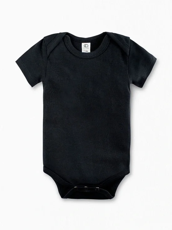 Colored Organics Black Short-Sleeve Baby Onesie 12-18M