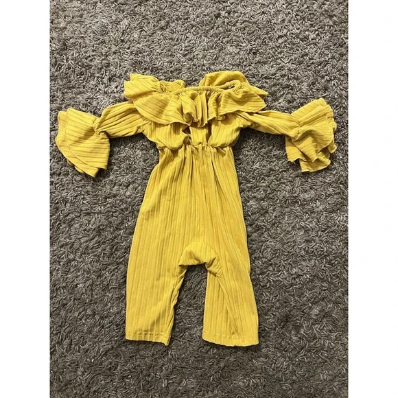 Pat Pat Baby Girls Romper One Piece Outfit Mustard Yellow Sz‎ 0-3 months Ruffles