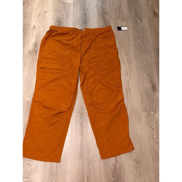 Original Use Mens XXL Burnt Orange Cargo Pants Elastic Waist Drawstring New