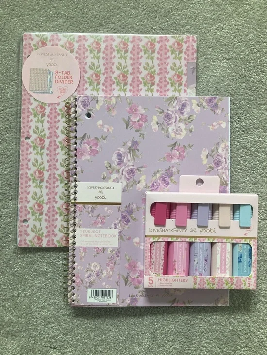 IN-HAND | LoveShackFancy x Target Yoobi Dividers, Notebook, & Highlighters